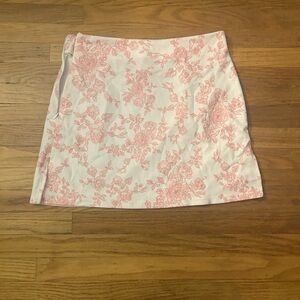 SHEIN white and Pink Floral mini skirt